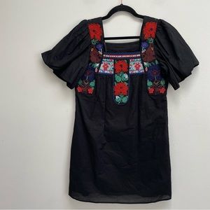 Va Va Jan han beaded tunic dress puff sleeve boho size small